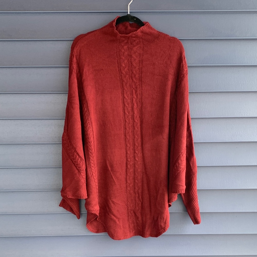 Shein Curve Maroon Cable Knit Sweater